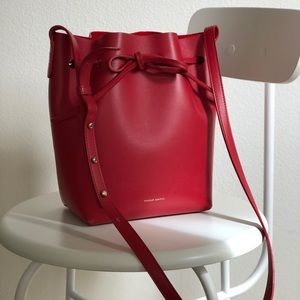 Mansur Gavriel Calf Mini Bucket Bag in red